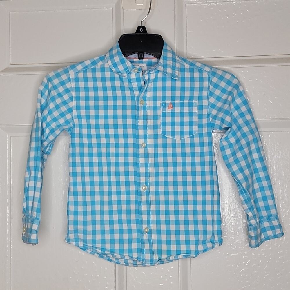 Carter's 5T, blue/white checkered button-down